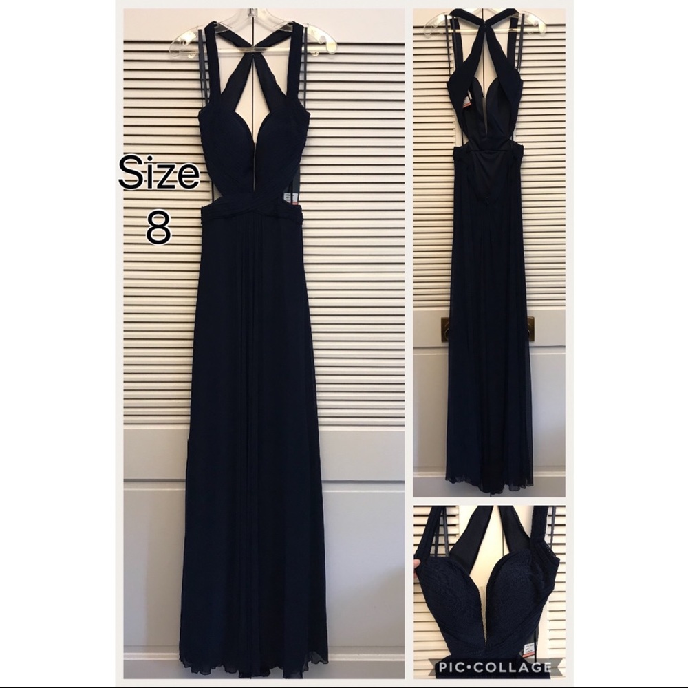 La Femme Navy Evening Gown